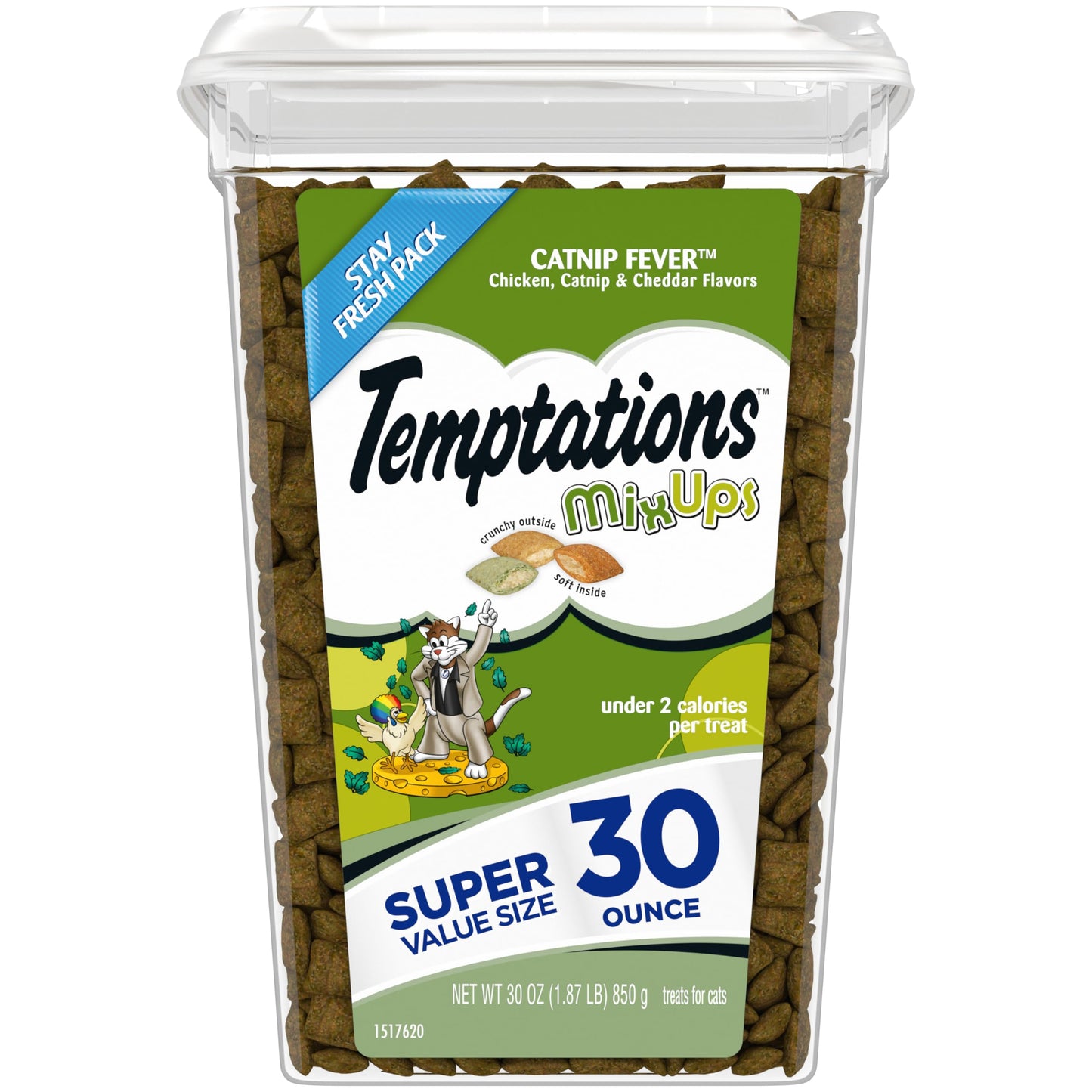 Temptations MixUps Catnip Fever Flavor Crunchy and Soft Cat Treats, 16 oz. Tub