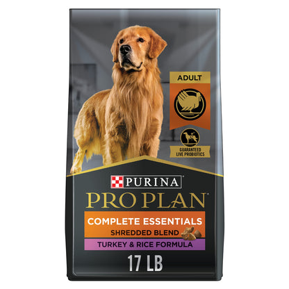 Purina Pro Plan High Protein Dog Food With Probiotics for Dogs, Shredded Blend Salmon & Rice Formula - 17 lb. Bag