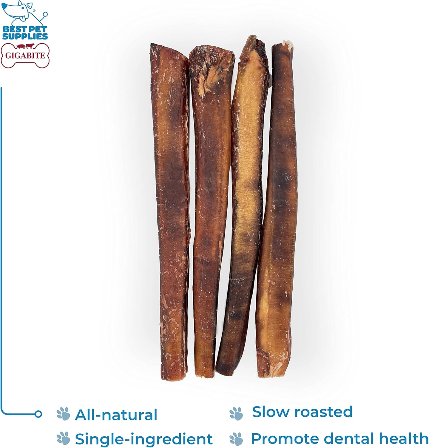 Best Pet Supplies GigaBite 12 Inch Monstrous Bully Sticks (4 Pack) - All Natural, Free Range Beef Pizzle Dog Treat