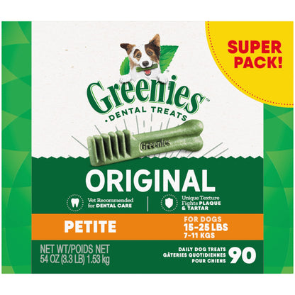 Greenies Original Petite Natural Dental Care Dog Treats, 36 oz. Pack (60 Treats)