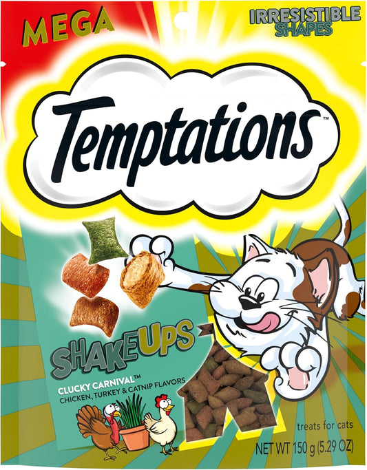 Temptations ShakeUps Crunchy and Soft Cat Treats Clucky Carnival Flavor, 5.29 oz. Pouch