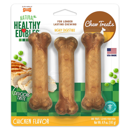 Nylabone Healthy Edibles Natural Dog Chews Long Lasting Roast Beef & Chicken Flavor Treats for Dogs, Small/Regular (12 Count)