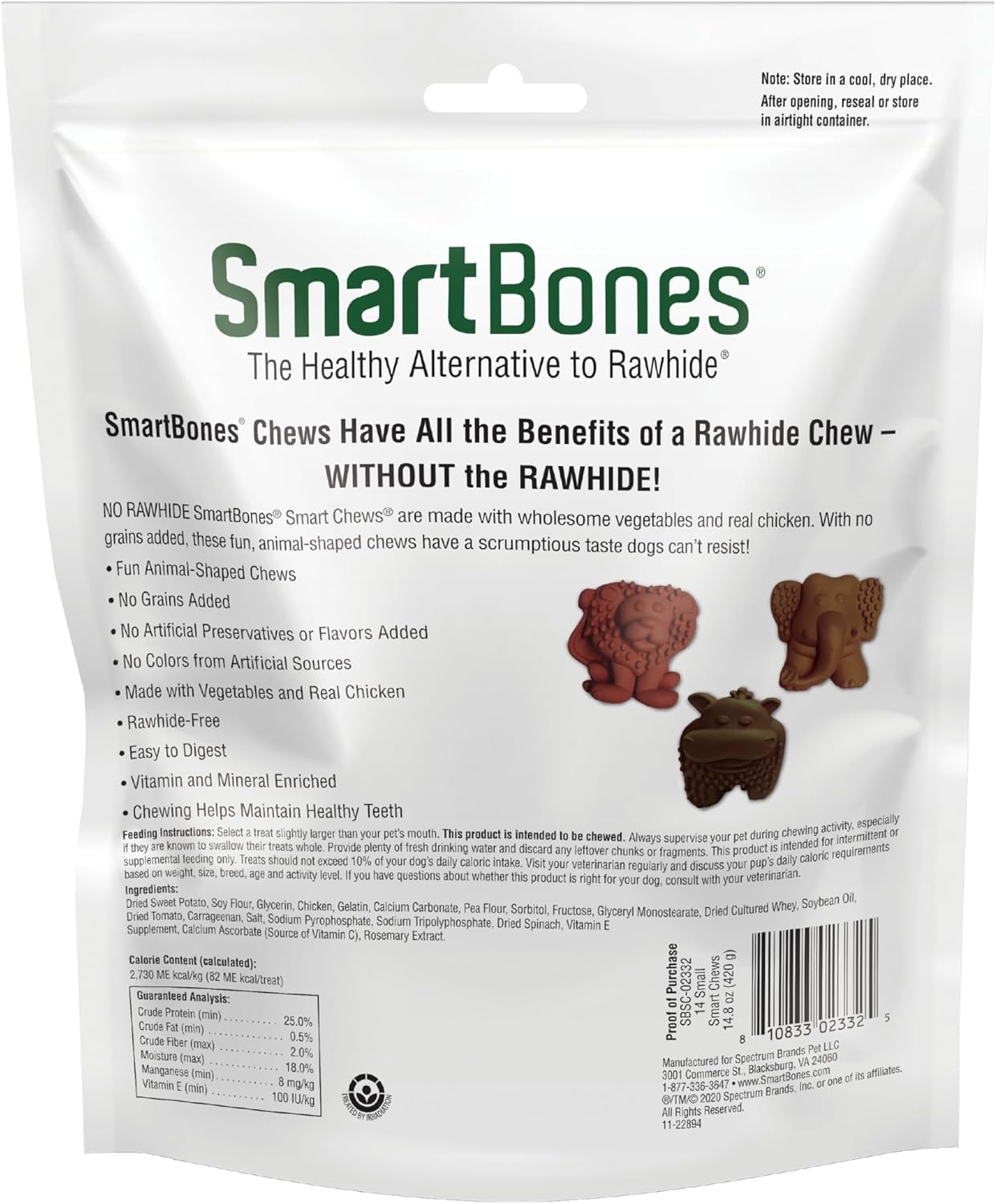 SmartBones Smart Chews, Rawhide Free Dog Chews, Treats for Dogs Made with Real Chicken and Vegetables, 14 Count Small