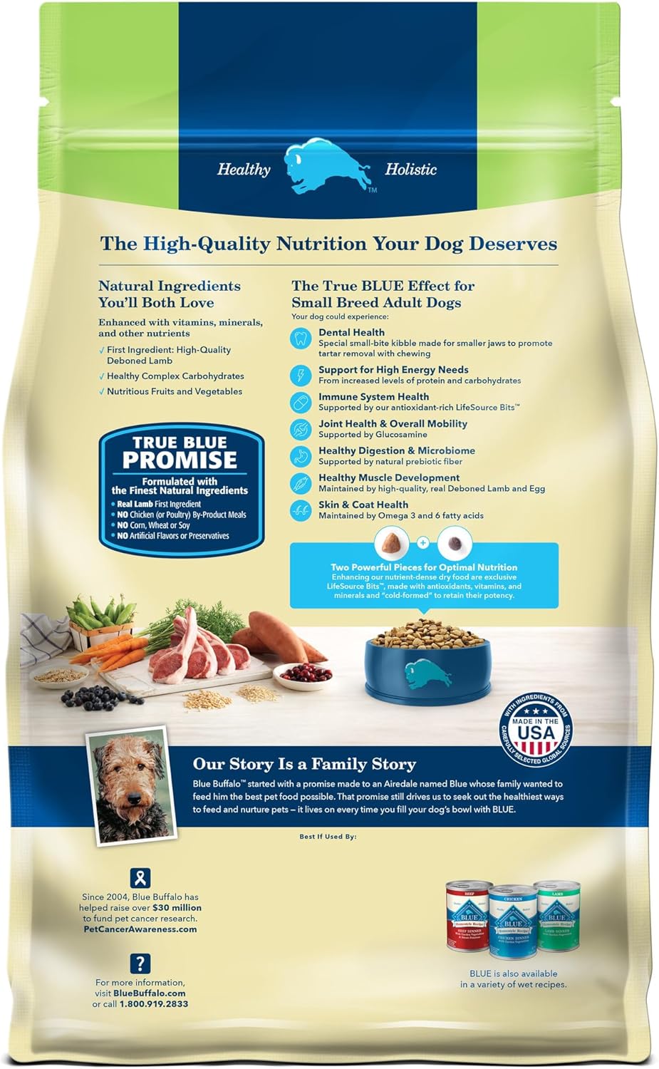 Blue Buffalo Life Protection Formula Adult Small Breed Dry Dog Food, Supports High Energy Needs, Made with Natural Ingredients, Lamb & Brown Rice Recipe, 15-lb Bag