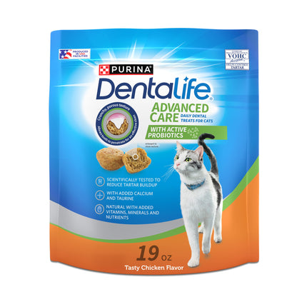 Purina DentaLife Made in USA Facilities Cat Dental Treats, Tasty Chicken Flavor - (Pack of 10) 1.8 oz. Pouches