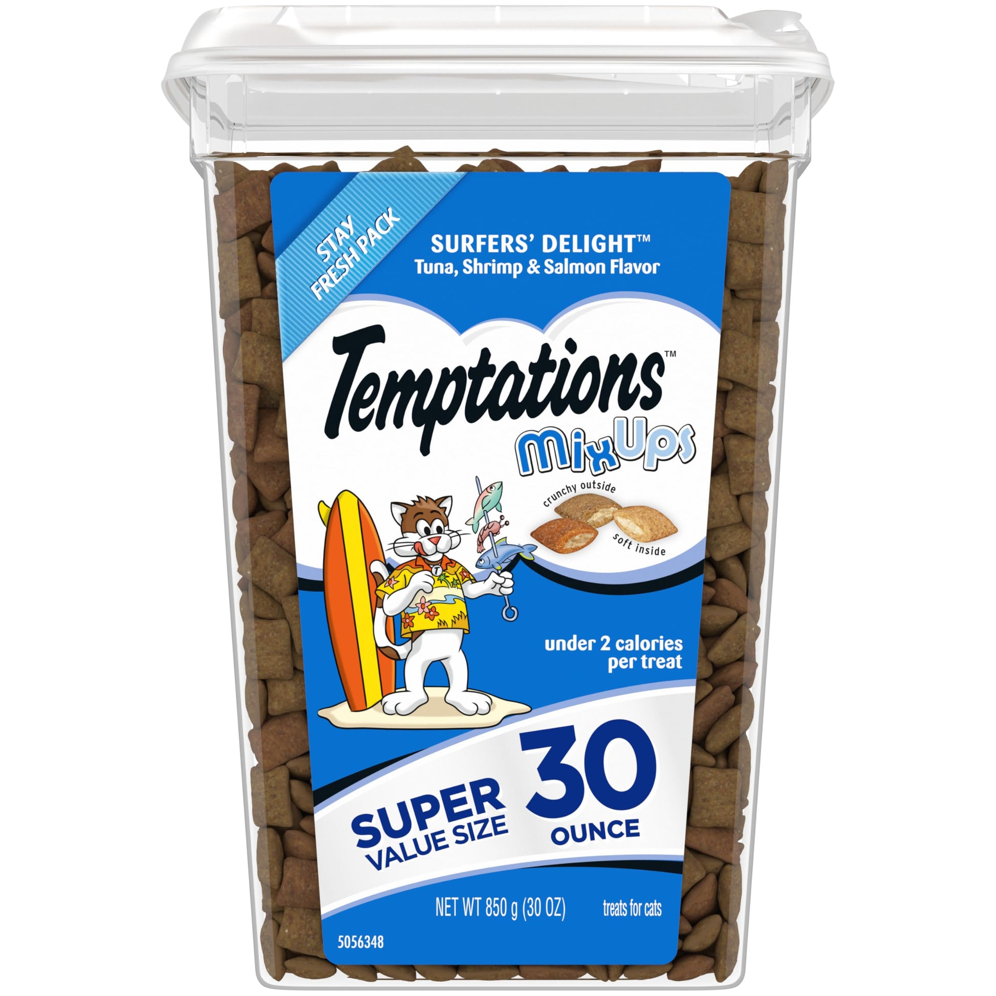 Temptations MixUps Crunchy and Soft Cat Treats Surfer's Delight Flavor, 16 oz. Tub