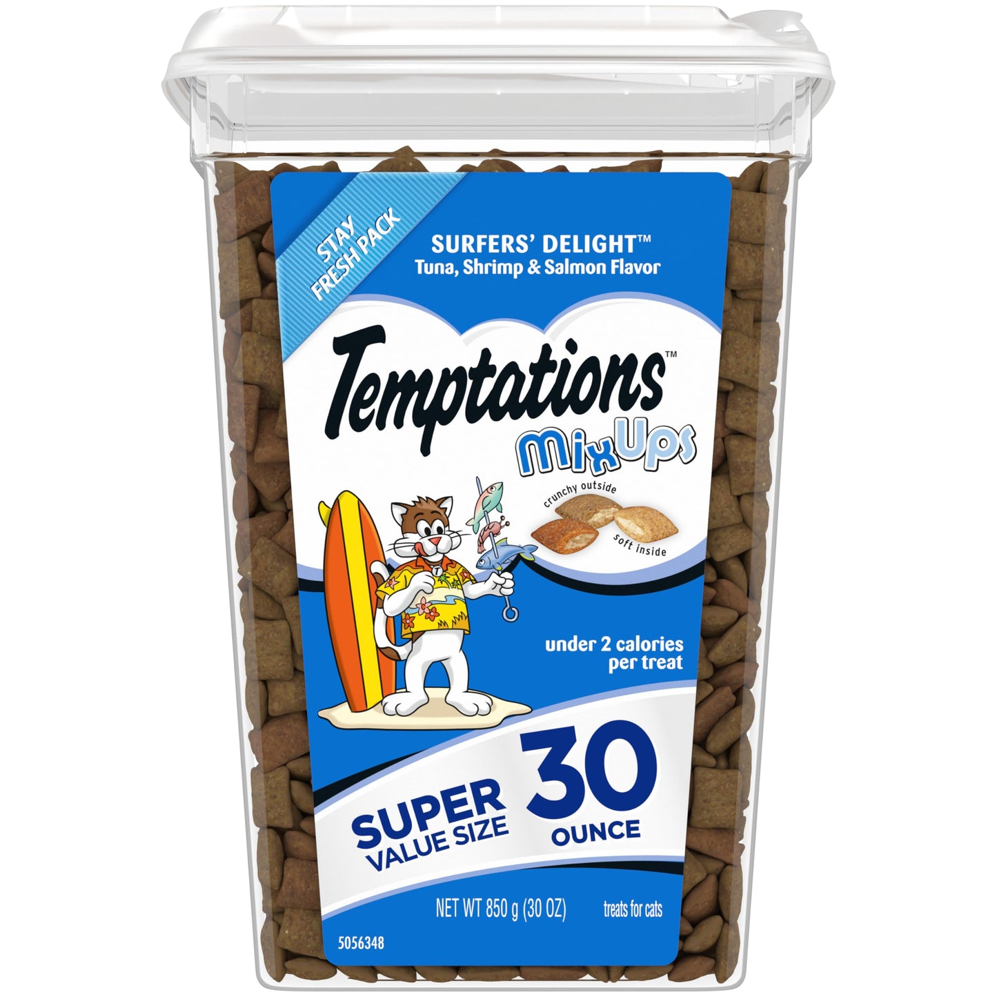 TEMPTATIONS MIXUPS Crunchy and Soft Cat Treats SURFERS' DELIGHT Flavor, (12) 3 oz. Pouches