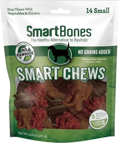 SmartBones Smart Chews, Rawhide Free Dog Chews, Treats for Dogs Made with Real Chicken and Vegetables, 14 Count Small