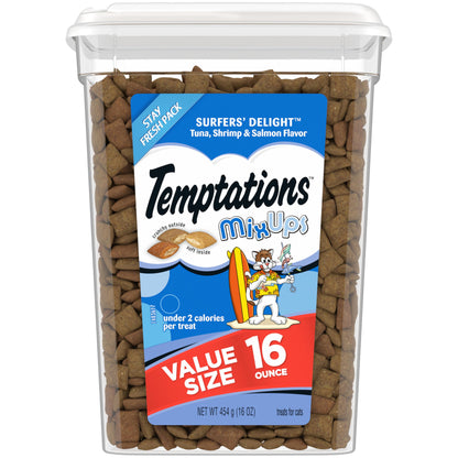 Temptations MixUps Surfer's Delight Flavor Crunchy and Soft Cat Treats, 30 oz. Tub