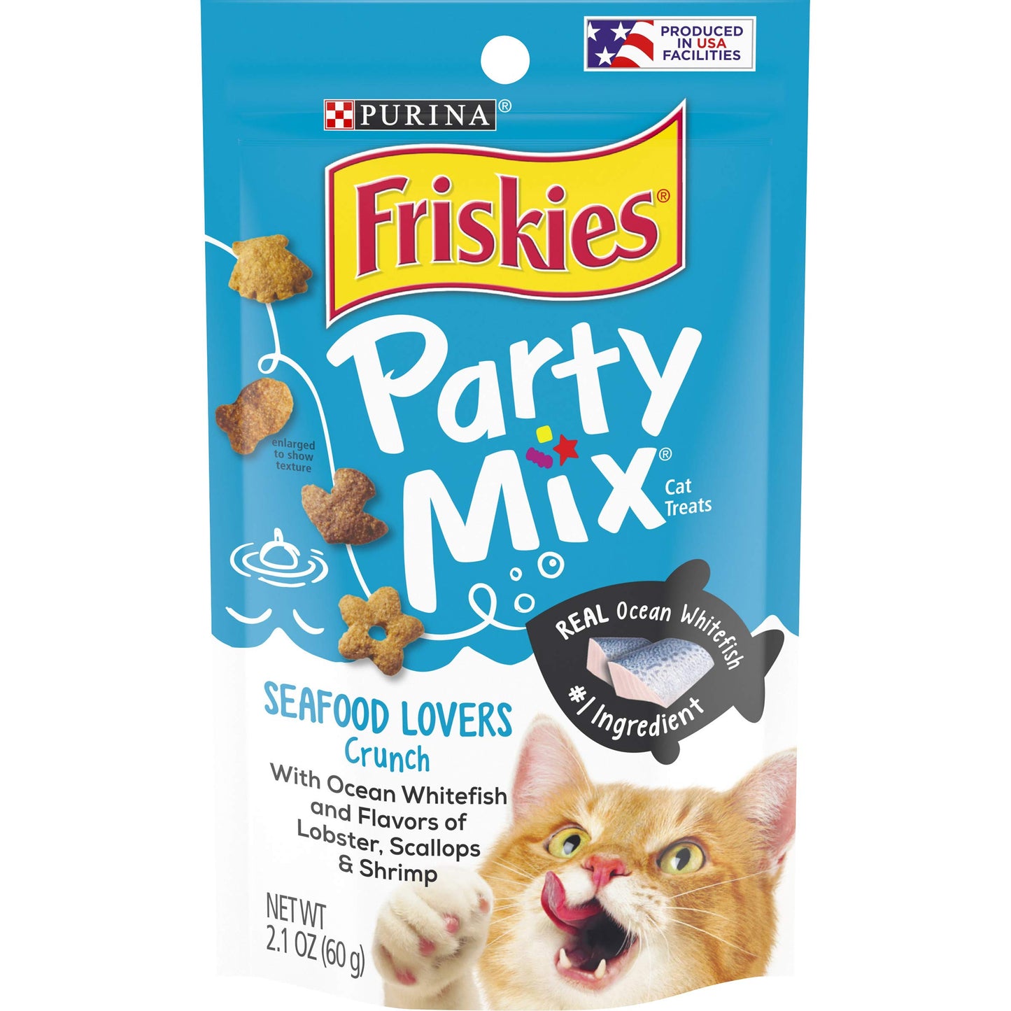 Purina Friskies Cat Treats, Party Mix Seafood Lovers Crunch - (Pack of 6) 6 oz. Pouches