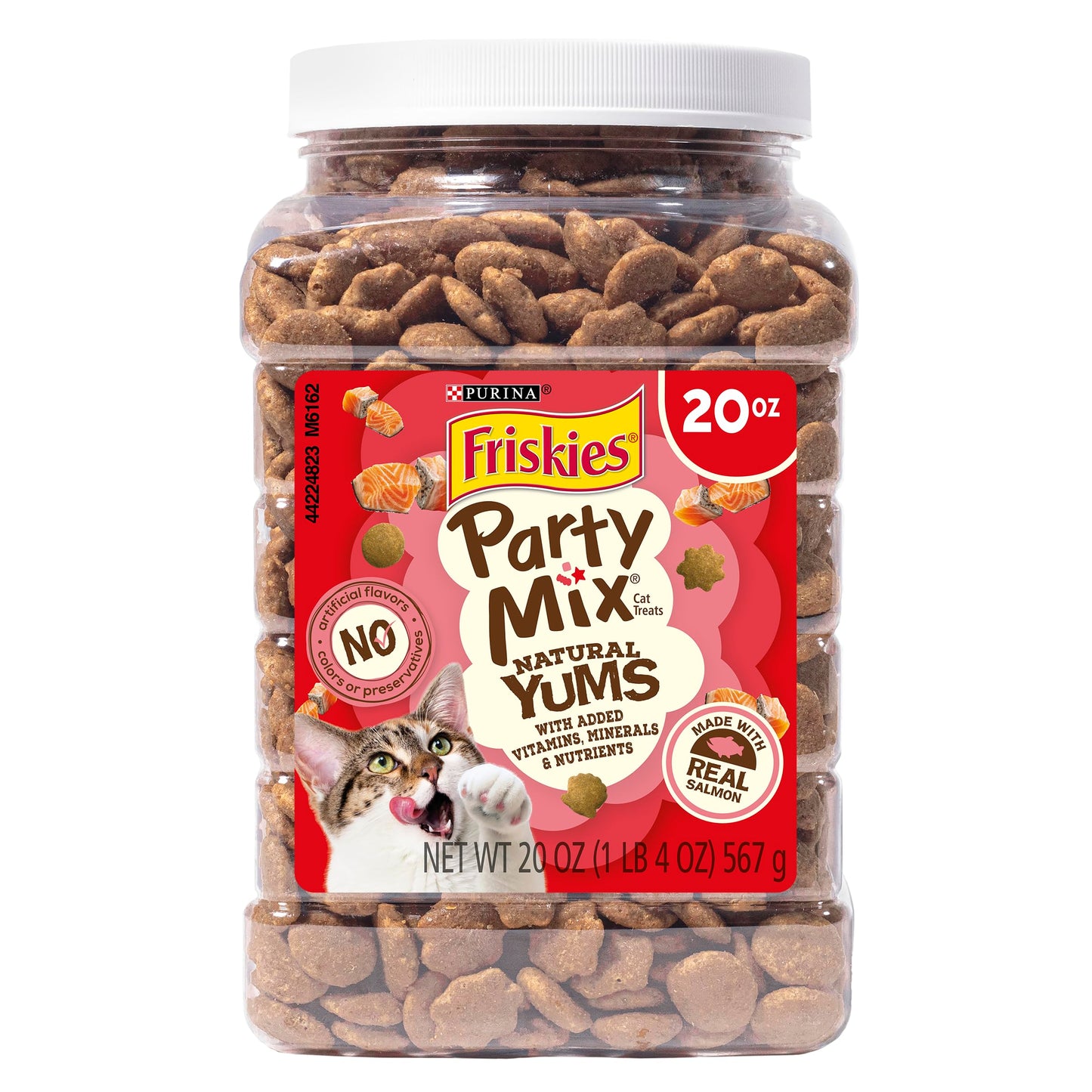 Purina Friskies Made in USA Facilities, Natural Cat Treats, Party Mix Natural Yums Catnip Flavor - 30 oz. Canister