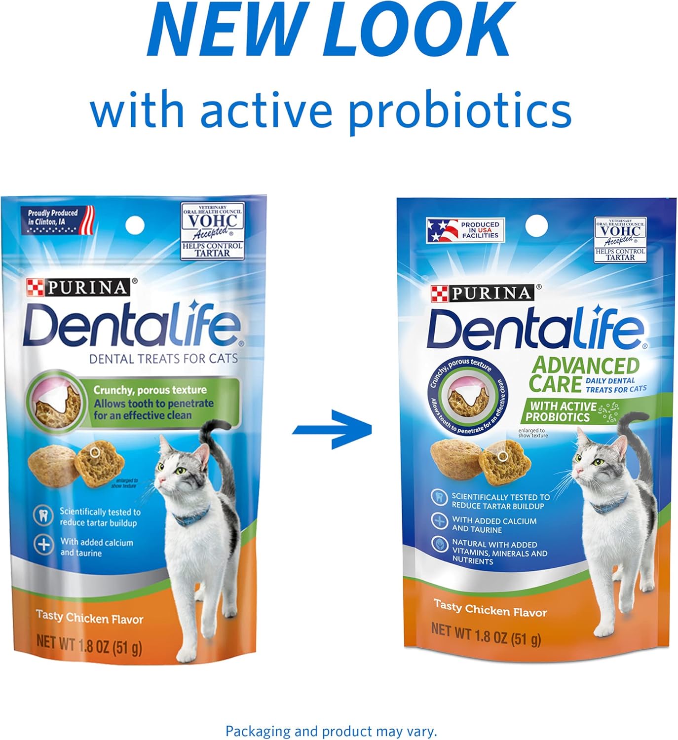 Purina DentaLife Made in USA Facilities Cat Dental Treats, Tasty Chicken Flavor - (Pack of 10) 1.8 oz. Pouches