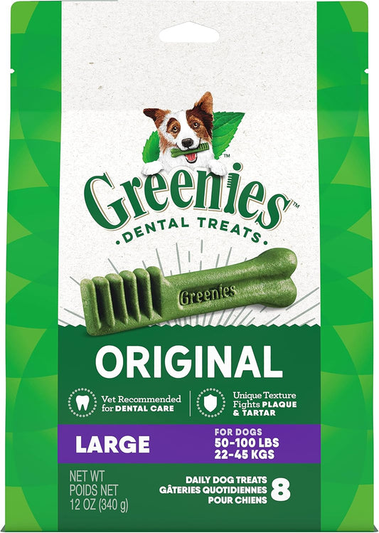 Greenies Original Large Natural Dental Care Dog Treats, 12 oz. Pouch (8 Treats)
