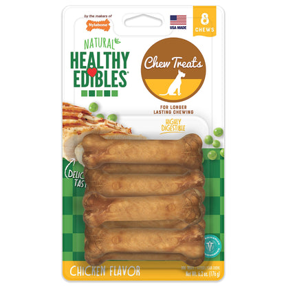 Nylabone Healthy Edibles Natural Dog Chews Long Lasting Chew Treats for Dogs, Roast Beef & Chicken Flavor, X-Small/Petite (48 Count)