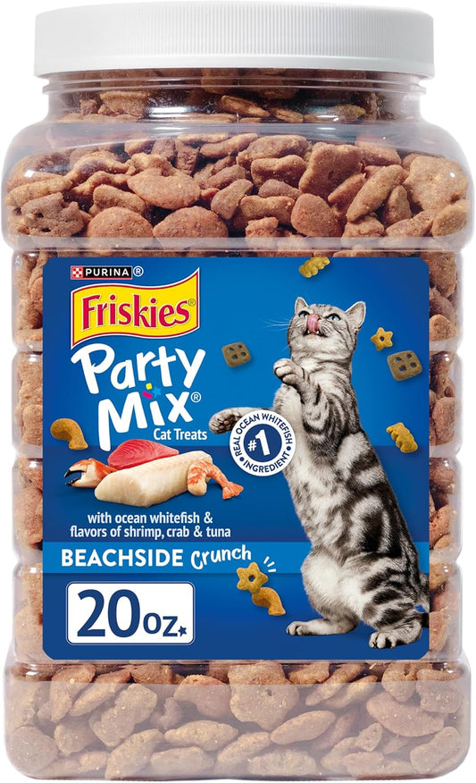 Purina Friskies Cat Treats, Party Mix Beachside Crunch - 20 oz. Canister