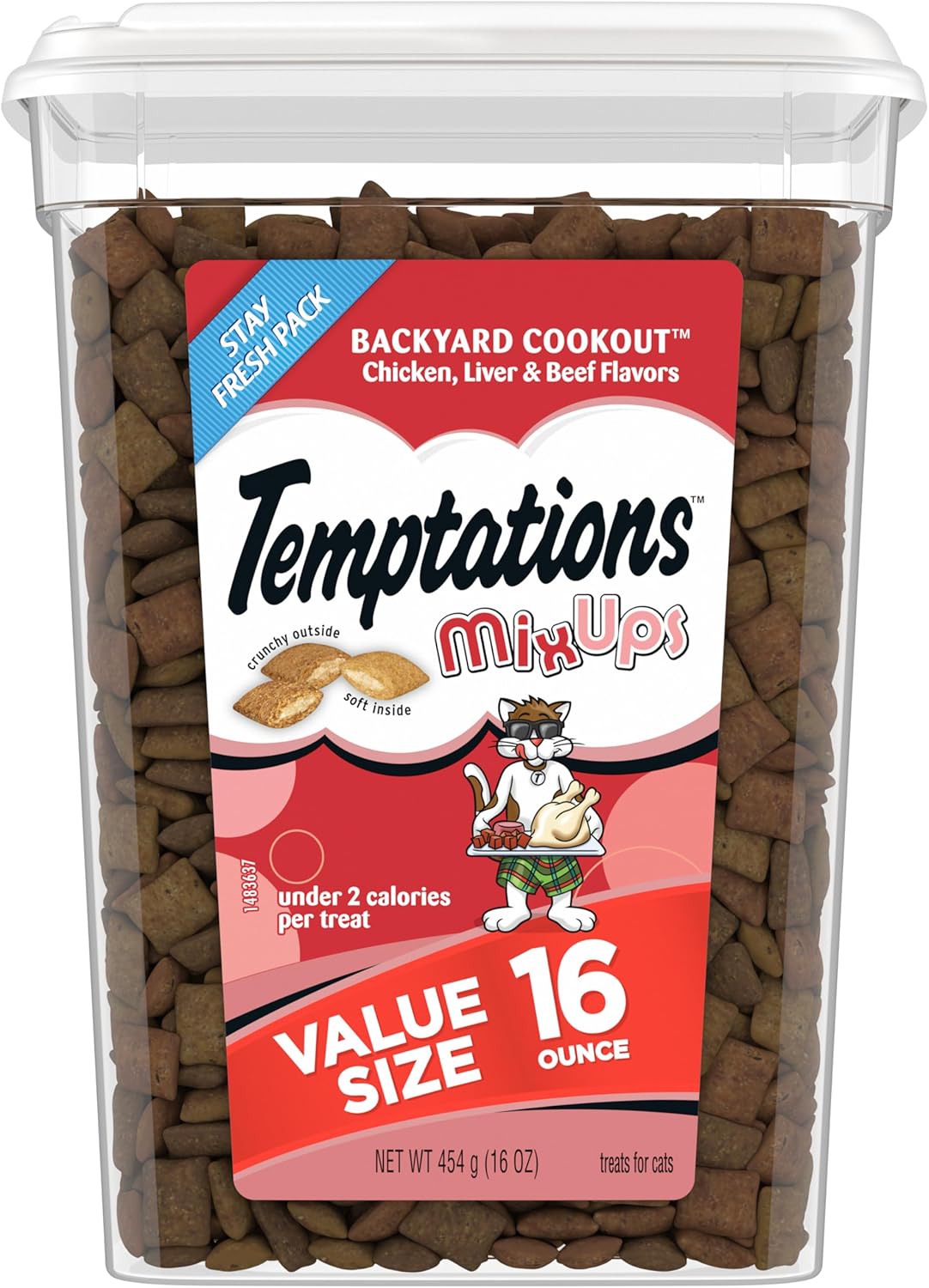 Temptations MixUps Backyard Cookout Flavor Crunchy and Soft Cat Treats, 16 oz. Tub