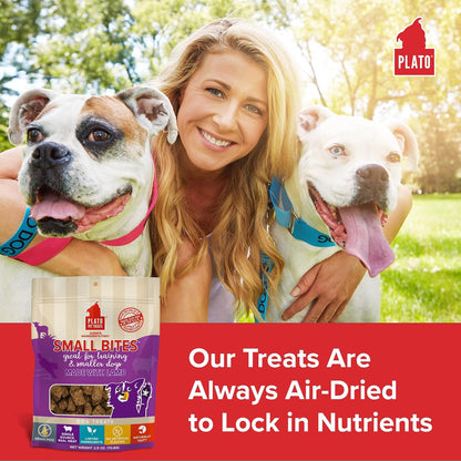 PLATO Pet Treats Small Bites - Air-Dried Training Treats for Dogs - Supports Healthy Digestion - Limited Ingredients - Lamb 2.5oz