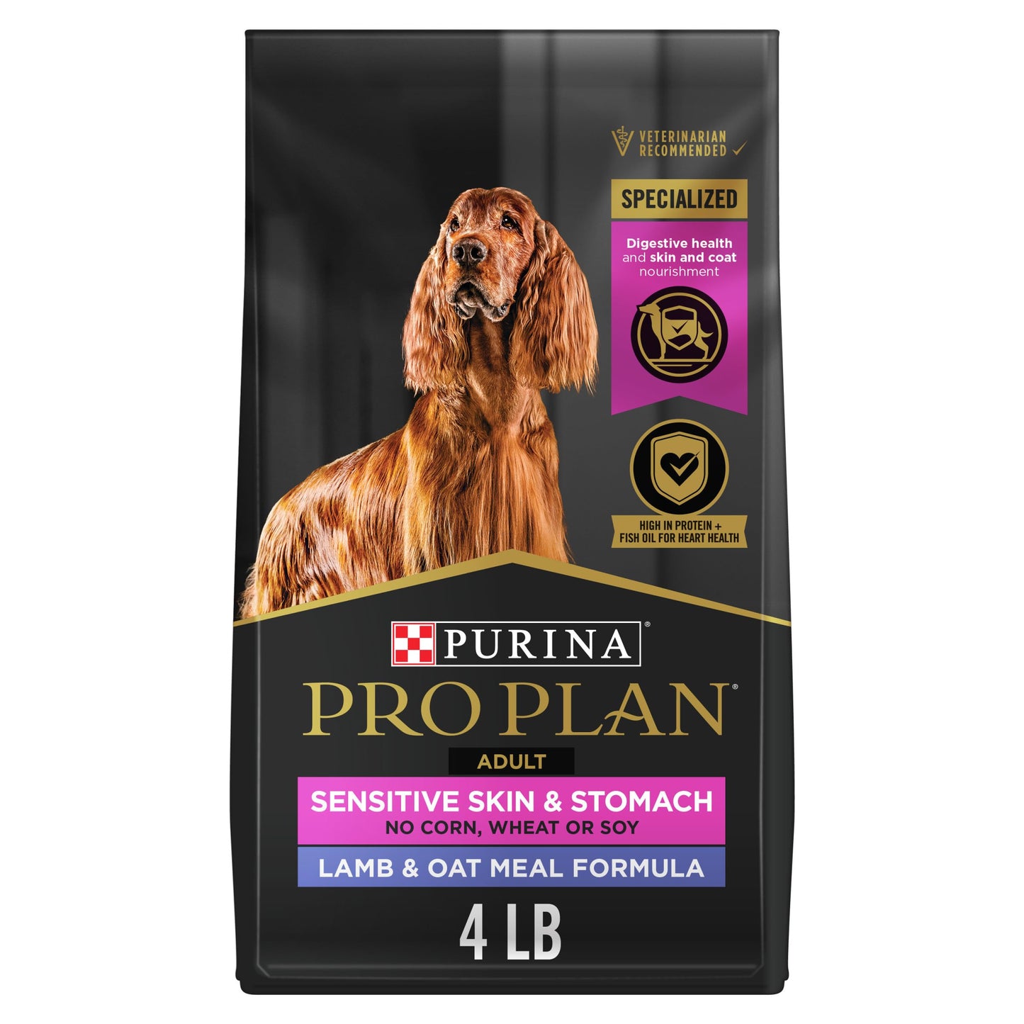 Purina Pro Plan Sensitive Skin and Stomach Dog Food Dry, Adult Salmon & Rice Formula, Digestive Health - 16 lb. Bag