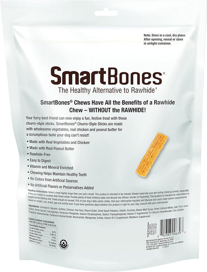 SmartBones Churro-Style Mini Sticks 28 Count, Made with Real Peanut Butter, Rawhide-Free Chews for Dogs, 7.90 Ounce (Pack of 1)