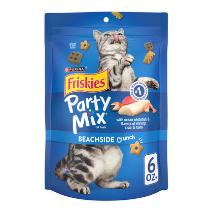 Purina Friskies Cat Treats, Party Mix Seafood Lovers Crunch - (Pack of 6) 6 oz. Pouches