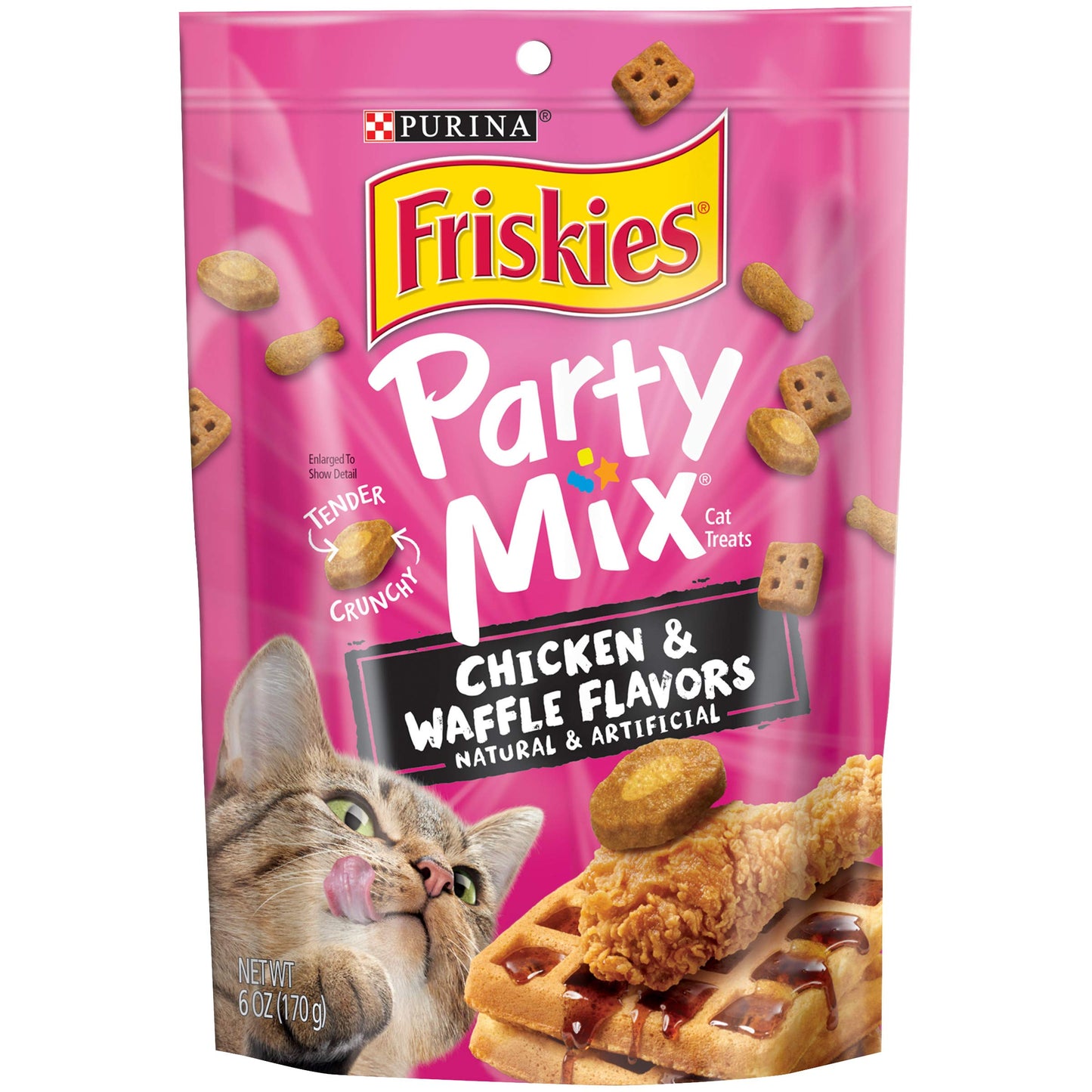 Purina Friskies Made in USA Facilities, Natural Cat Treats, Party Mix Natural Yums Catnip Flavor - 30 oz. Canister