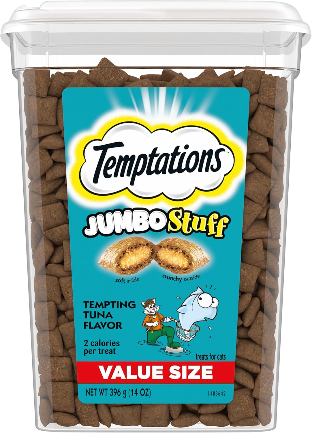 Temptations Jumbo Stuff Crunchy and Soft Cat Treats Tempting Tuna Flavor, 14 oz. Tub