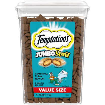 Temptations Jumbo Stuff Crunchy and Soft Cat Treats Tempting Tuna Flavor, 14 oz. Tub