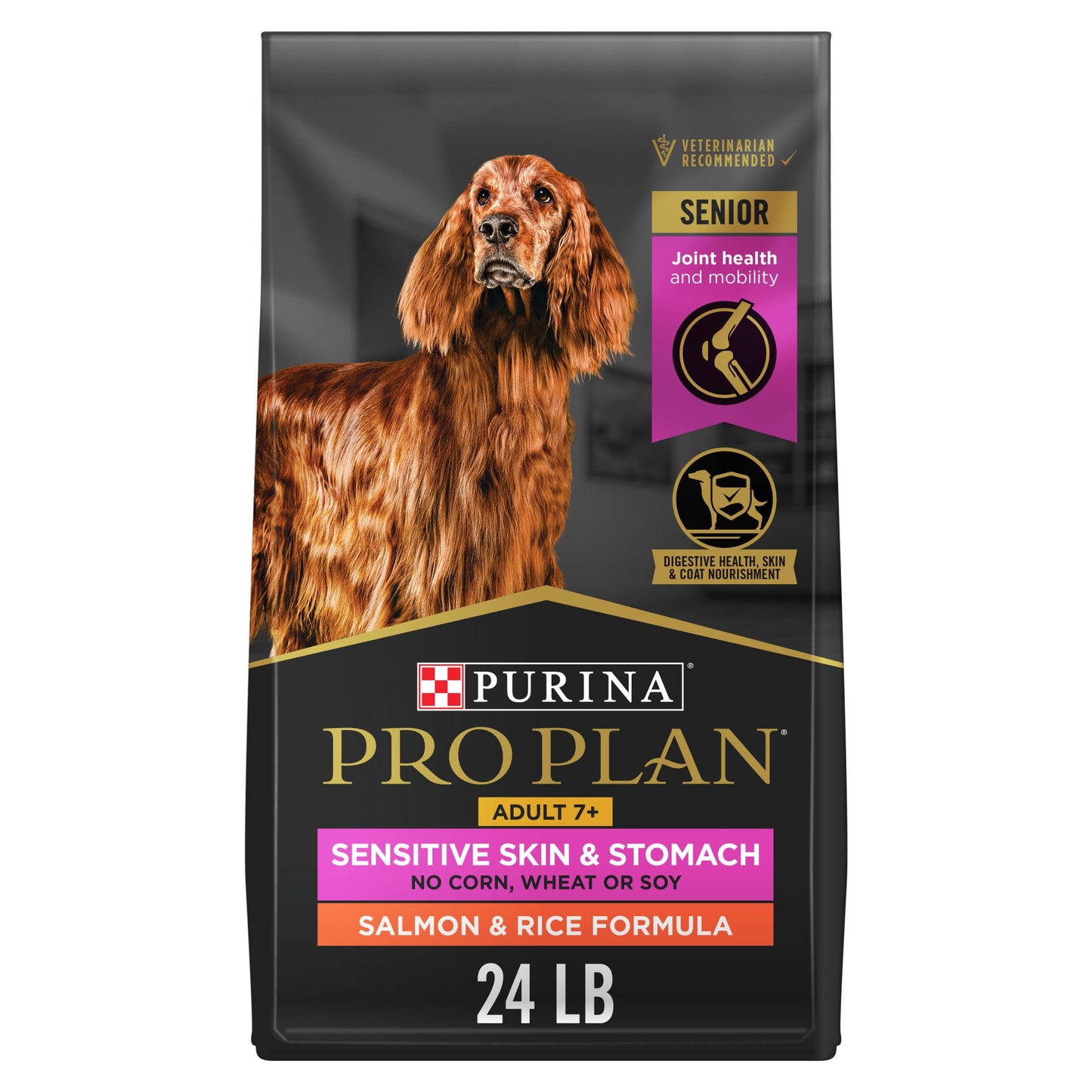 Purina Pro Plan Sensitive Skin and Stomach Dog Food Dry, Adult Salmon & Rice Formula, Digestive Health - 16 lb. Bag