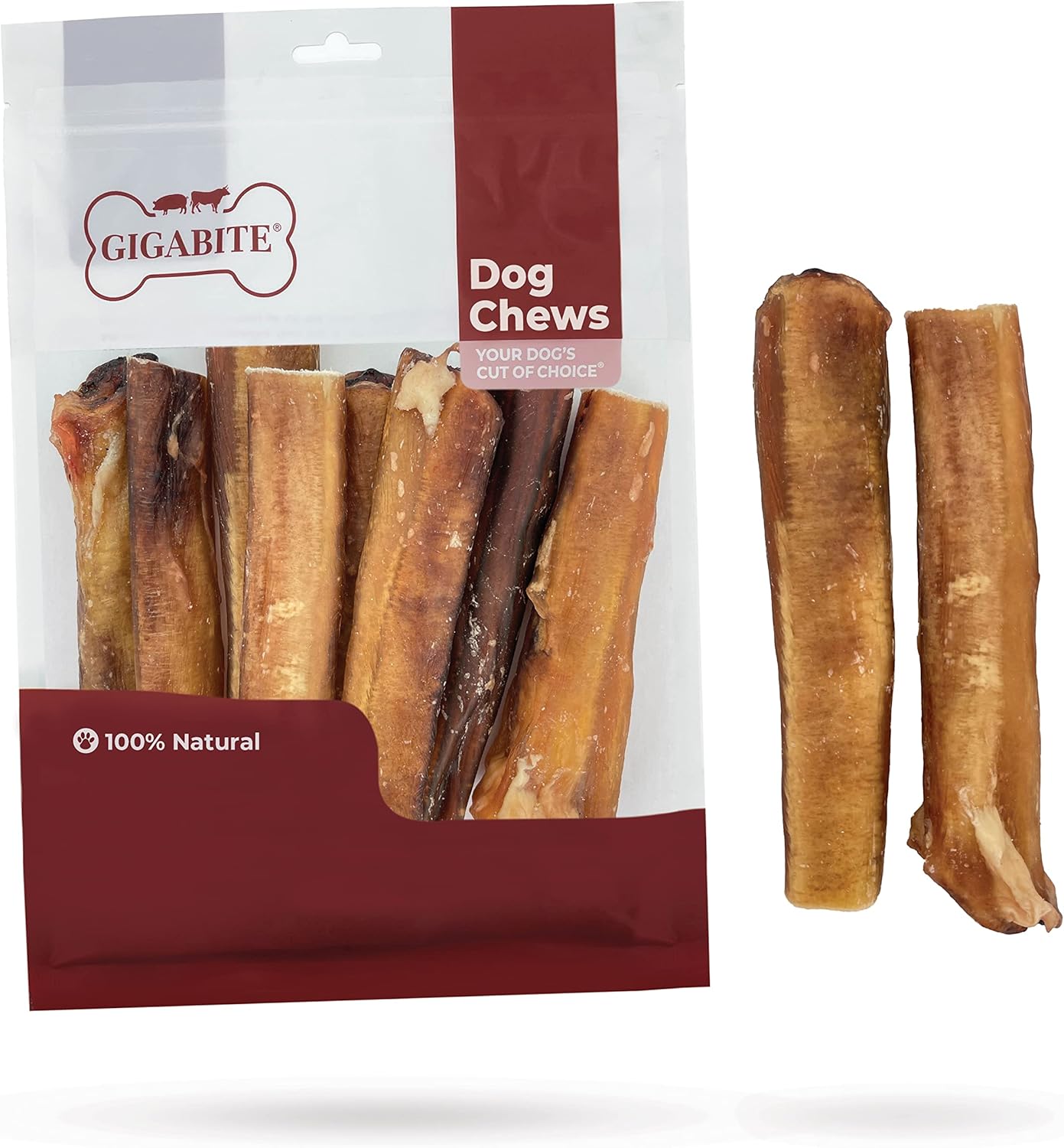 Best Pet Supplies GigaBite 6 Inch Monstrous Bully Sticks (8 Pack) - All Natural, Free Range Beef Pizzle Dog Treat