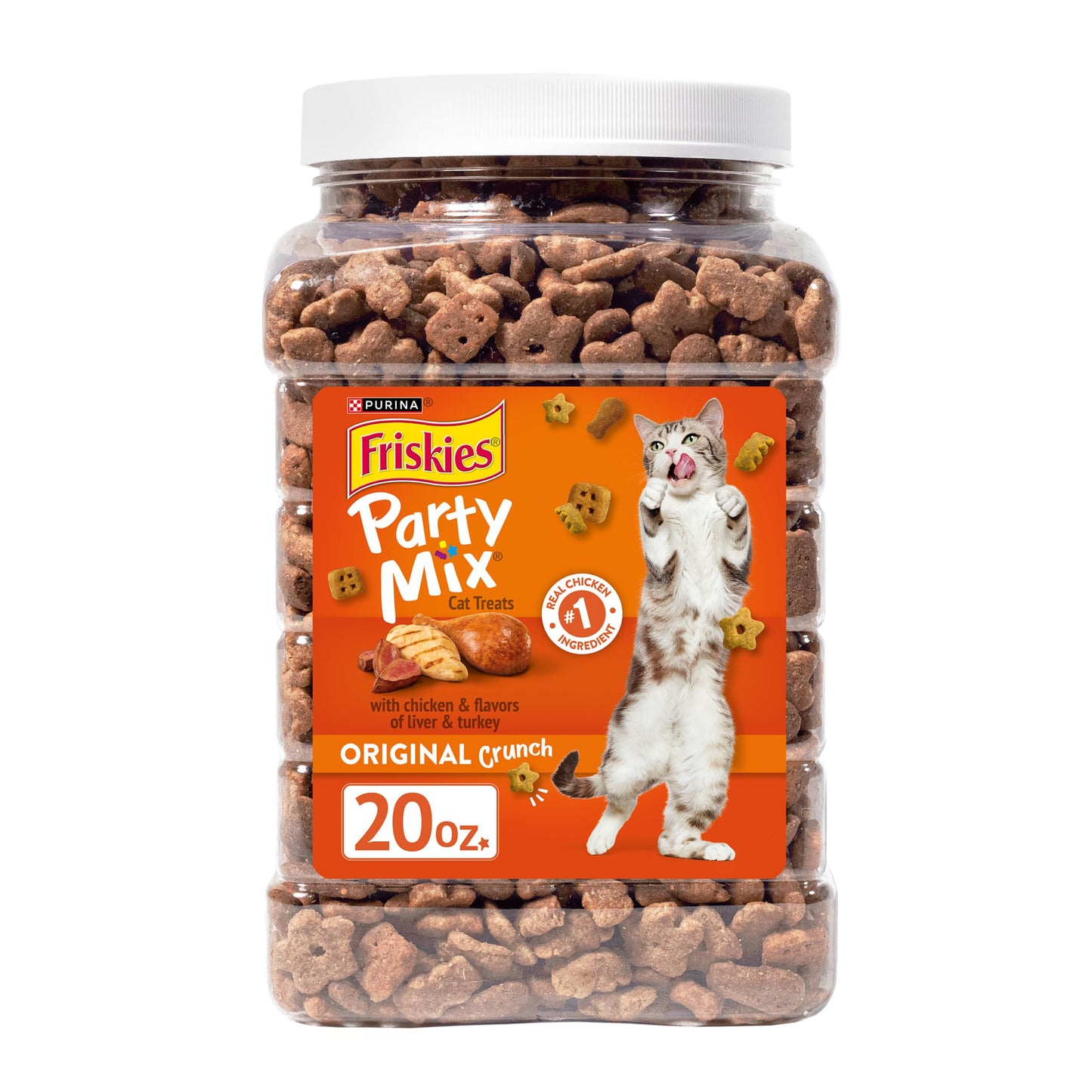 Purina Friskies Cat Treats, Party Mix Gravy-licious Crunch Turkey and Gravy Flavors - (Pack of 10) 2.1 oz. Pouches