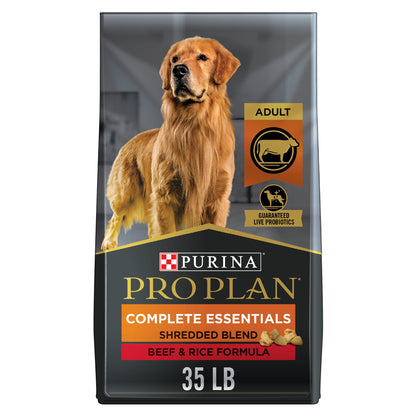 Purina Pro Plan High Protein Dog Food With Probiotics for Dogs, Shredded Blend Beef & Rice Formula - 18 lb. Bag