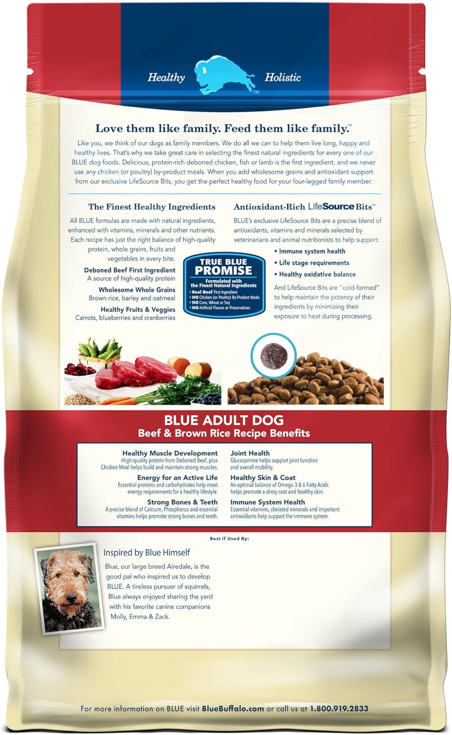 Blue Buffalo Life Protection Formula Adult Dry Dog Food, Helps Build and Maintain Strong Muscles, Made with Natural Ingredients, Beef & Brown Rice Recipe, 30-lb Bag