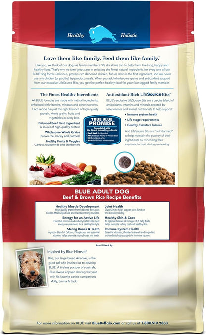 Blue Buffalo Life Protection Formula Adult Dry Dog Food, Helps Build and Maintain Strong Muscles, Made with Natural Ingredients, Beef & Brown Rice Recipe, 30-lb Bag