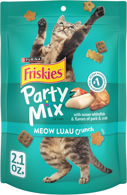 Purina Friskies Cat Treats, Party Mix Meow Luau Crunch - (Pack of 10) 2.1 oz. Pouches