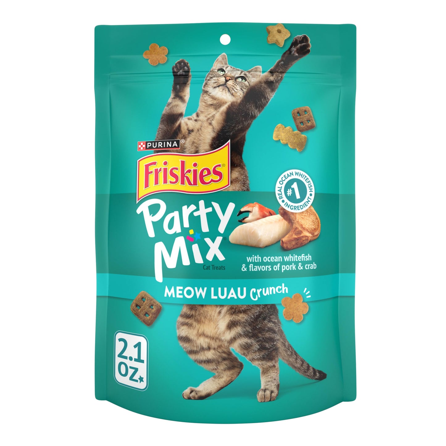 Purina Friskies Cat Treats, Party Mix Gravy-licious Crunch Turkey and Gravy Flavors - (Pack of 10) 2.1 oz. Pouches