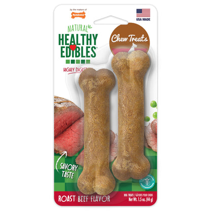 Nylabone Healthy Edibles Natural Dog Chews Long Lasting Chicken Flavor Treats for Dogs, X-Small/Petite (8 Count)