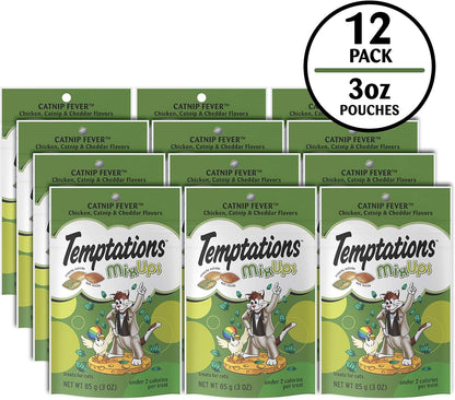 Temptations MixUps Crunchy and Soft Cat Treats, Catnip Fever Flavor, (12) 3 oz. Pouches