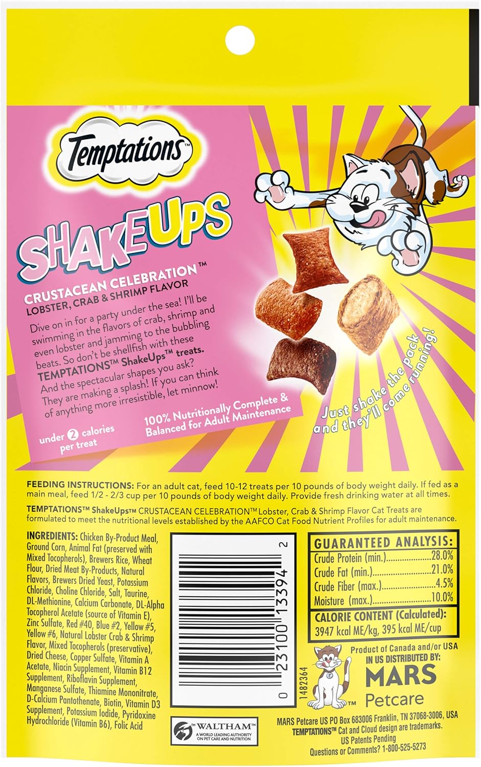 Temptations ShakeUps Crunchy and Soft Cat Treats, Crustacean Celebration Flavor, (12) 2.47 oz. Pouches