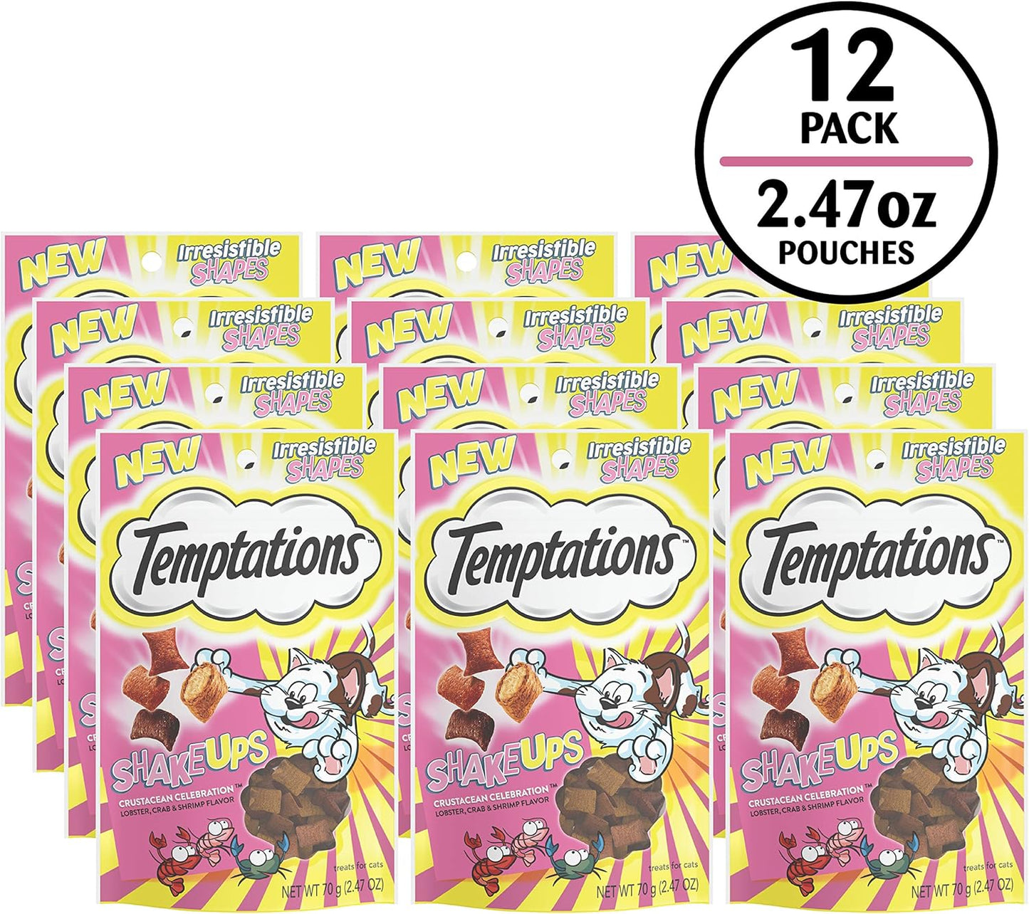 Temptations ShakeUps Crunchy and Soft Cat Treats, Crustacean Celebration Flavor, (12) 2.47 oz. Pouches