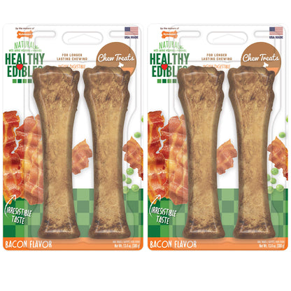 Nylabone Healthy Edibles Natural Dog Chews Long Lasting Roast Beef & Chicken Flavor Treats for Dogs, X-Large/Souper (4 Count)