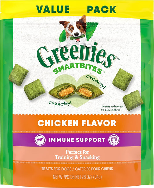 Greenies Smartbites Immune Support Crunchy & Soft Dog Treats, Chicken Flavor, 28 oz. Pouch