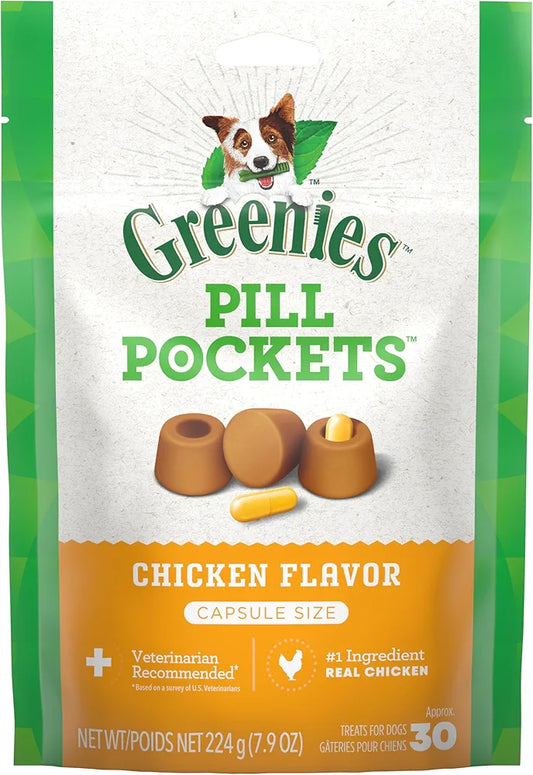 Greenies Pill Pockets Large, Chicken Flavor for Dogs, 7.9/30/60 Count, 15.8 oz
